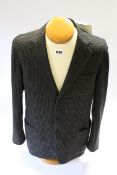 A men's pre-owned Armani dark grey with black squared stitching blazer (size unknown. Made in
