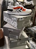 Five pairs of as new Asics Tiger Gel-Lyte Runner trainers (1 x UK 3, 3 x UK 3.5, 1 x UK 5).