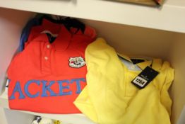 Five items of as new Hacket London clothing including multi colour polo shirt size 15/16 yrs, red