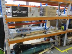 A quantity of miscellaneous tools, household hardware and related to include a boxed Evolution Mitre