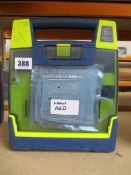 A Cardiac Science G3 AED trainer.