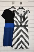 A Karl Lagerfeld sleeveless chevron lace dress (Size US 2) and a Karl Lagerfeld colour block