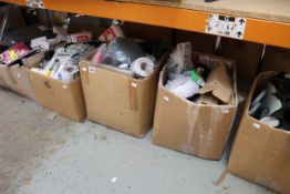 A large quantity of miscellaneous items in five boxes.