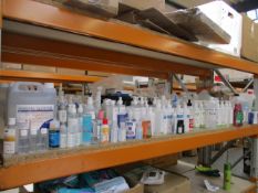 A large quantity of assorted hand sanitisers and hand gels.