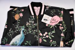 Three as new Too Faced black floral bomber jackets (2 x M, 1 x L- RRP £75 each).