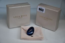 Four boxed as new Lola Rose semi precious stone rings to include: three Jenessa bold stretch ring in