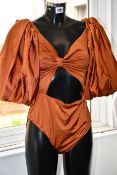 An as new Fe Noel rust puff sleeve bodysuit (S - RRP $198).