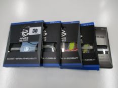 Five as new B Power Bands for balance/strength/flexibility (3 x M, 1 x S, 1 x L).