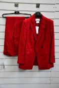A women's as new Hugo Boss two-piece Responsible suit in red (Both size 12 - RRP jacket £369,