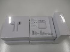Five boxed and sealed as new i10 wireless ear pods, version 5.0, DC 5V, talk time 2 - 3 hours.