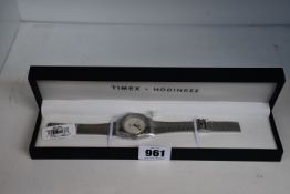 A boxed as new Q-Timex Hodinkee Limited Edition wrist watch in silver/white.