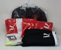 Five items of assorted as new Puma sportswear; T7 track jacket in red (L), T7 track pants in red (