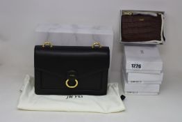 An as new JW Pei Envelope crossbody bag in black (RRP £45) and four JW Pei Quinn leather zipped card
