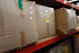 Four boxes of assorted as new clothing and related items.