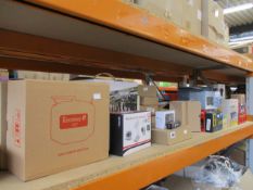 A quantity of electrical items to include amplifiers, fast chargers, car DVD player and car mount