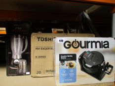 A quantity of kitchen related goods to include: one boxed Toshiba Microwave (PN: MM-EM20P-WH); one