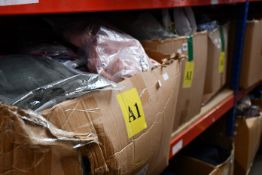 Four boxes of assorted as new clothing and related items.