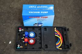 Two single stage vacuum pump air conditioning refrigeration vacuums.