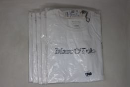 Five as new Marc O'Polo white T-shirts with logo (2 x S, 2 x M, 1 x XL - RRP €30 each).