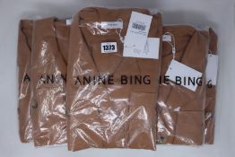 Five as new Anine Bing Kaiden Belted Utility Dress in brown, sizes 1 x XS, 3 x XS, 1 x M (A-02-