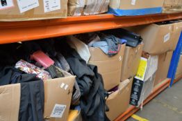 Eight boxes of assorted clothing and related items.