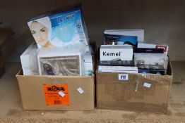 Nineteen as new toiletries/beauty products to include shavers, wax heater, trimmers and manicure