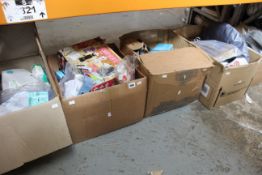 A large quantity of miscellaneous items in five boxes.