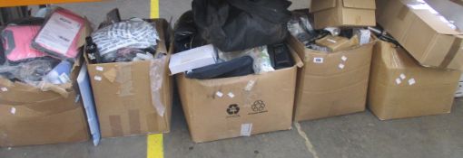 A large quantity of miscellaneous items in five boxes.