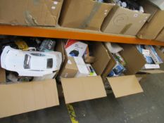 Four boxes of assorted miscellaneous items to include household items, toys, souvenir's and