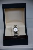 A ladies boxed as new Longines PrimaLuna 30mm watch in silver (RRP £1190).
