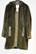 An as new Oui faux fur hooded coat in olive (Size 44 - RRP £399).