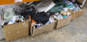 A large quantity of miscellaneous items in five boxes.