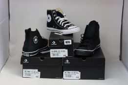 Two pairs of as new Converse CTAS Hi Tec Tuff (UK 10, 11) and a pair of All Star Hi (UK 6).