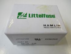 A box of two hundred as new Littelfuse Hamlin Reed Switches TRW Sensors (P/N: 59170-510) (Box