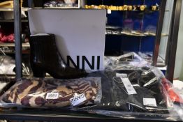 A pair of as new Ganni Western Kalamata boots (EU 37), Ganni check patchwork maxi slip dress (Size