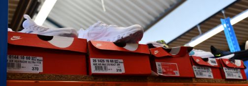 Five pairs of children's/youth as new Nike trainers; Air Max 270 Extreme (UK 2.5K), Court Borough