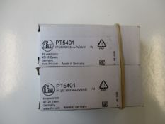 Two boxed IFM Electronic PT5401 pressure sensors.