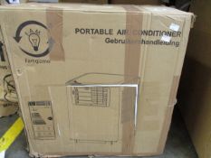 A boxed Famgizmo Portable Air Conditioner (Model: PC26R-KMG).