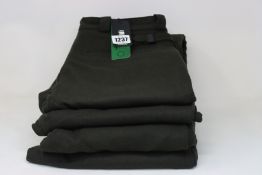 Four pairs of as new G-Star Raw Varve relaxed chino’s in asphalt (W28/L30, 2 x W31/L32, W32/L 30).