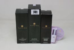 A quantity of Tatcha beauty products to include one Deep cleanse (150ml), one Essence skin