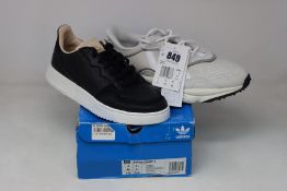 Two pairs of as new Junior Adidas trainers; Ozweego (UK 5 - No box, slight marks on top of back