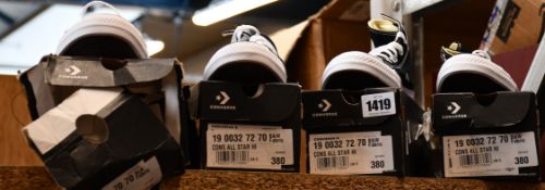 Four pairs of as new Converse All Star Hi canvas sneakers (3 x UK 5, 1 x UK 7.5).