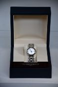 A ladies boxed as new Longines PrimaLuna 30mm watch in silver (RRP £1190).