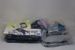 Seven items of assorted as new Reebok sportswear; women's Essential running tights (XL) with