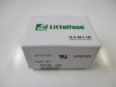 A box of two hundred as new Littelfuse Hamlin Reed Switches TRW Sensors (P/N: 59170-510) (Box