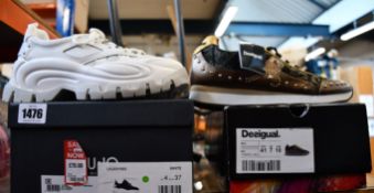 A pair of as new Desigual Galaxy Blackstuds walking trainers (UK 7) together with a pair of as new