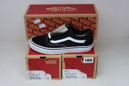 Three pairs of as new Vans Old Skool black and white canvas sneakers (UK 5 - RRP £60 each).