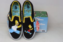 A pair of as new Vans Simpsons Homer and Bart classic slip-on's (UK 11).