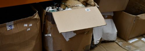 Six boxes of assorted clothing and related items.