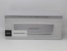 A boxed as new Bose SoundLink Mini II Bluetooth Speaker Special Edition in Luxe Silver (S/N: